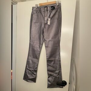 Express Metallic Gray Flare Jeans